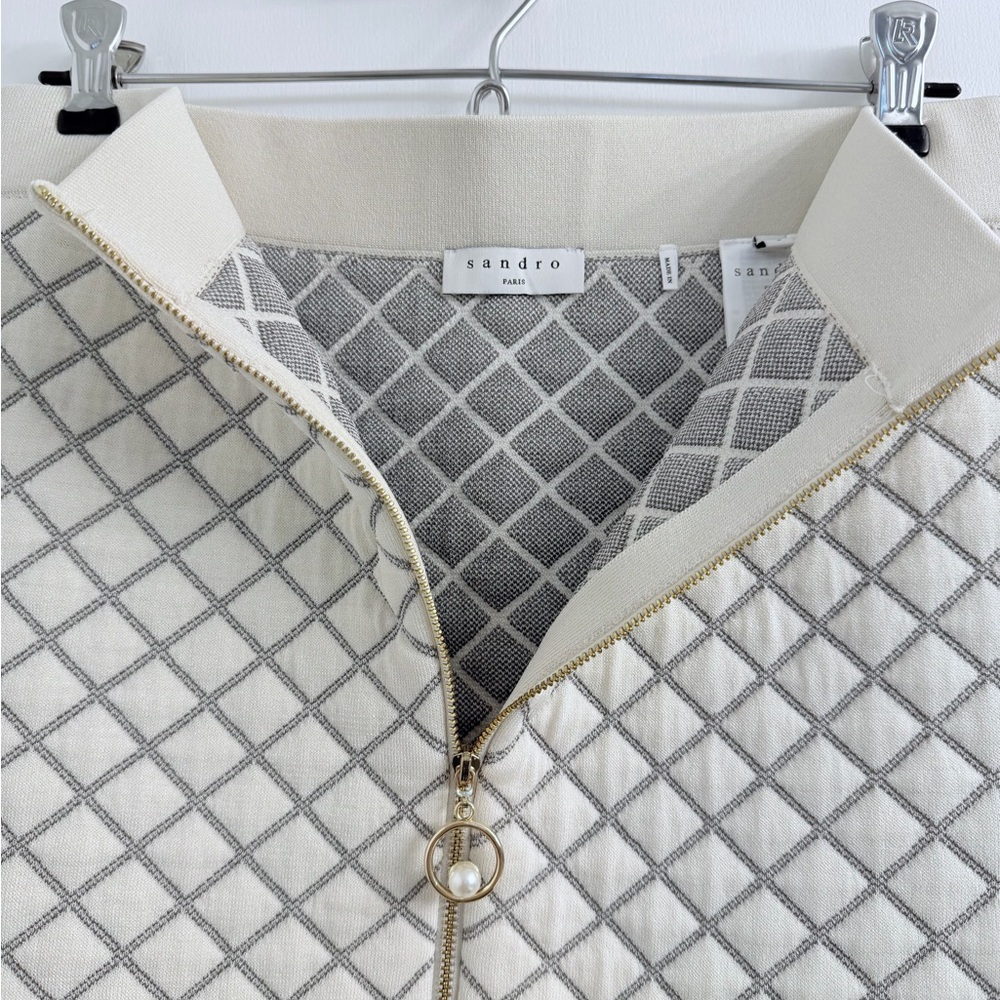 NWOT Sandro Cream Quilted A-Line Skirt M - Picture 4 of 6